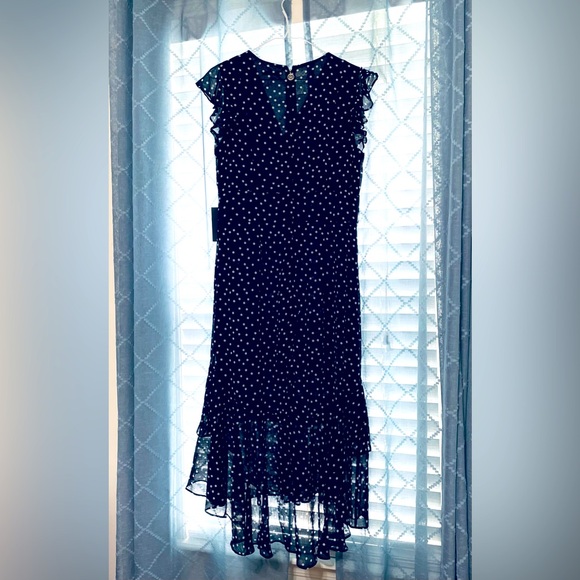 Tommy Hilfiger Chiffon Flutter Sleeve Polka Dot Dress - Picture 4 of 5
